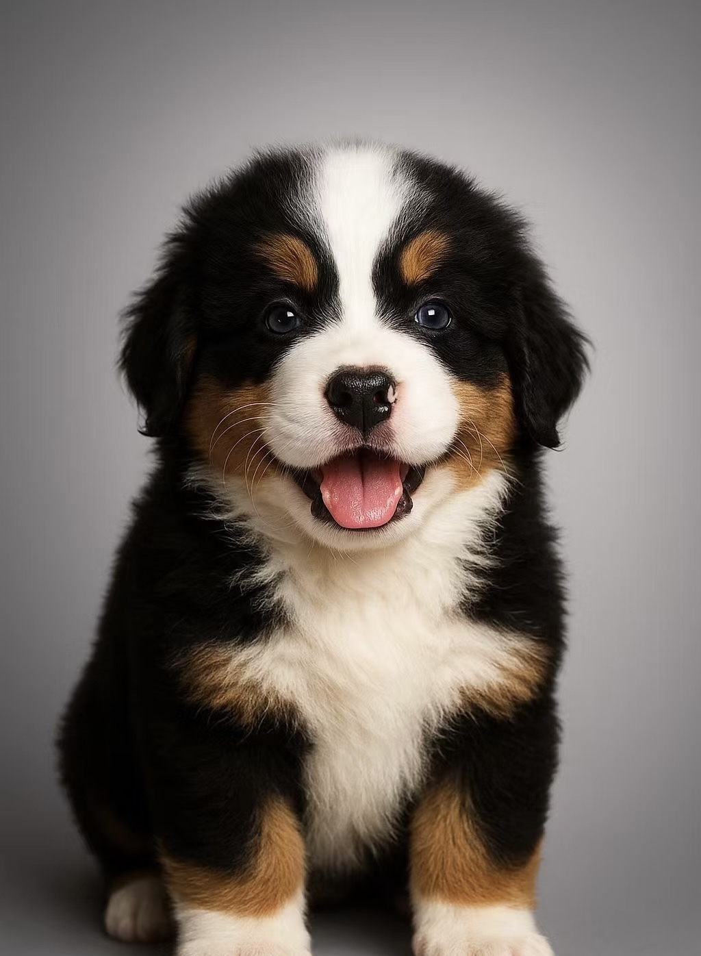 伯恩山犬性情善良，对陌生人也很和平，对小朋友和其他小动物十分温柔