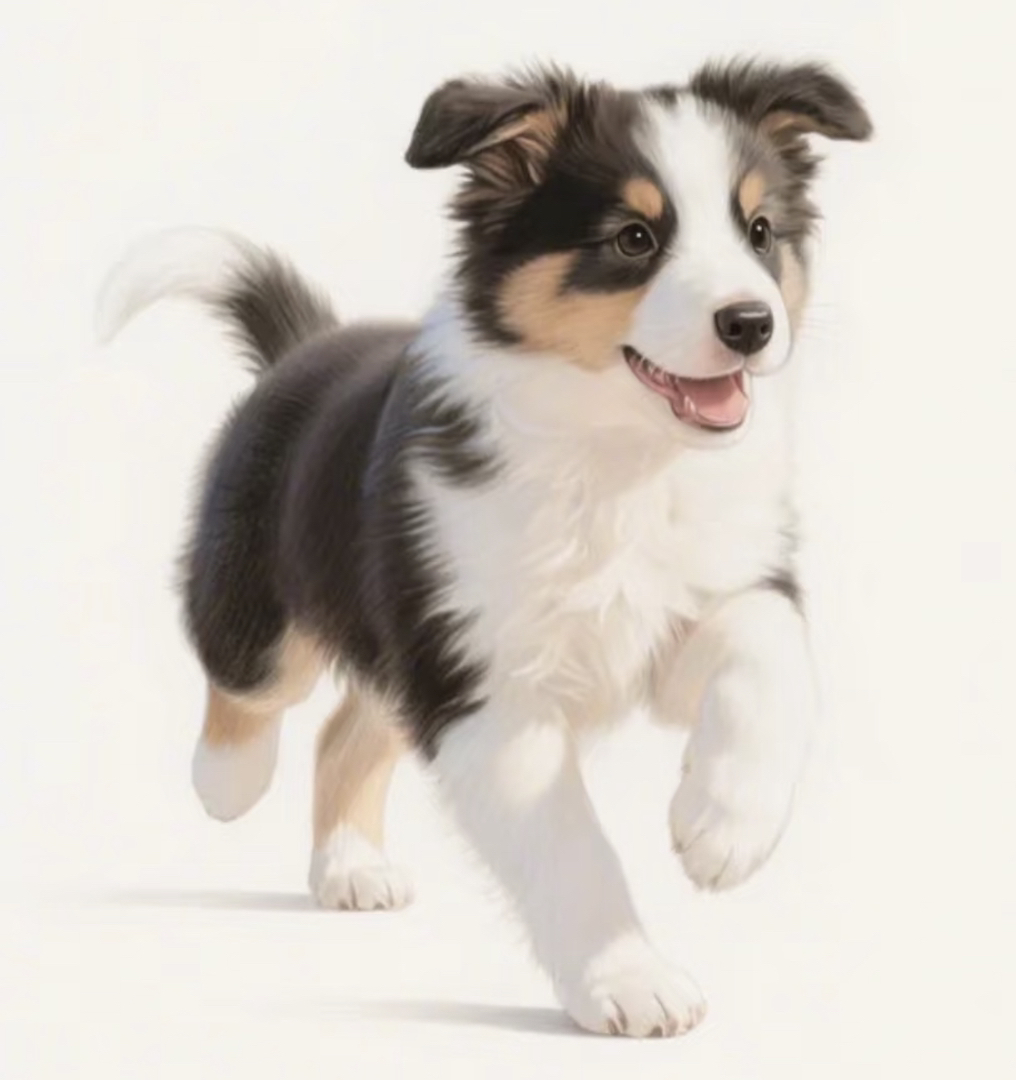 边境牧羊犬幼犬，颜值高且聪明，是理想的宠物伴侣